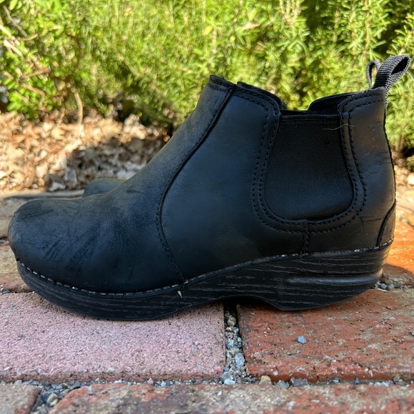 Frankie Dansko Clog Boots Oiled Black Used 38 Womens 8 Bootie Chelsea - Picture 2 of 14